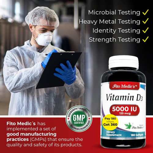 Fito Medics Lab - Vitamina D - 5000 Ui De - Vitamina D3-360 - Imagem 4