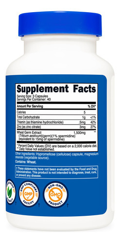 Suplemento Nutricost Spermidine Extracto De Germe De Trigo 1 - Imagem 6