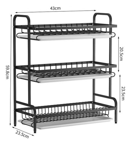 Escorredor De Louças 3 Andares Porta Talher Inox 61cm* - Imagem 6