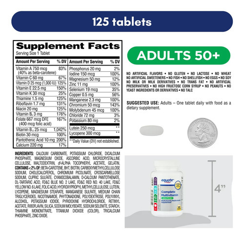 Equate Adult 50+ One Daily Complete Multivitamin Multiminera - Imagem 6