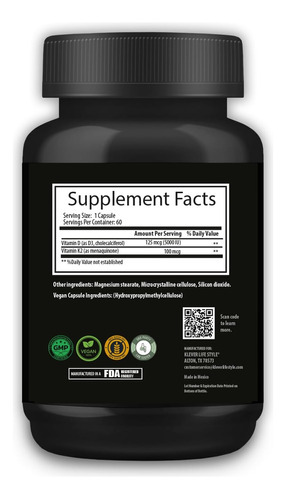 Estilo De Vida Klever | Vitamina D3 E K2 | Suplemento Para S - Imagem 2
