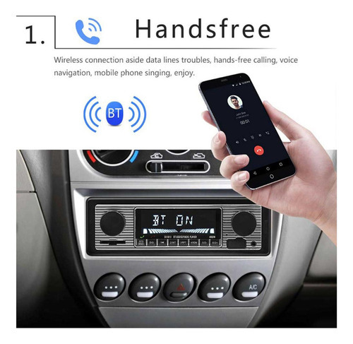 Usb Car Bluetooth Mp3 Player Rádio Estéreo Retro Sem Fio - Imagem 2