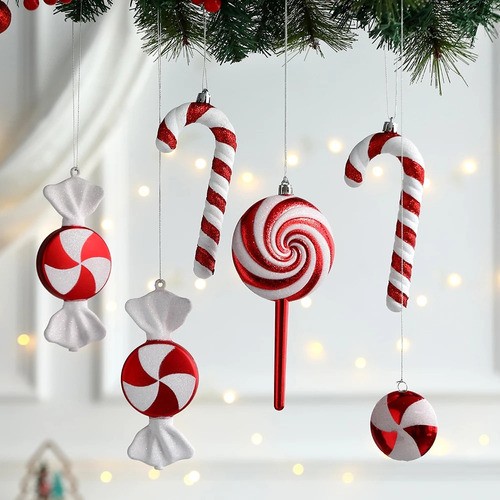 10 Pingentes De Doces Pintados, Enfeites De Natal - Imagem 6