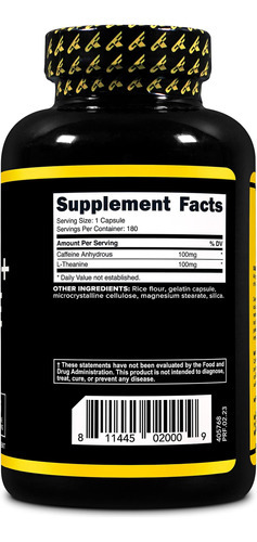 Cafeína Primaforce Com L-theanina, 100mg De Cada, 180 Cápsul - Imagem 4