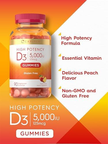 Gomas Carlyle Vitamina D3 | 5.000 Ui | 90 Contagem | Goma Co - Imagem 4