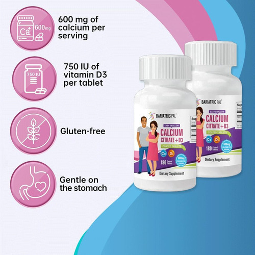Citrato De Cálcio Bariatricpal Easy Swallow (600 Mg) E Compr - Imagem 6