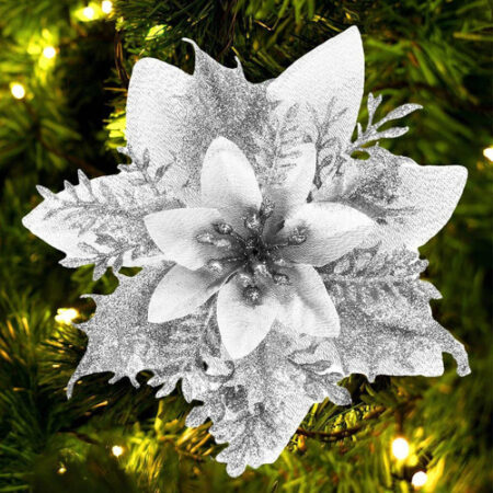 30 Peças De Flores De Natal Artificiais Douradas Brilhantes - Imagem 7