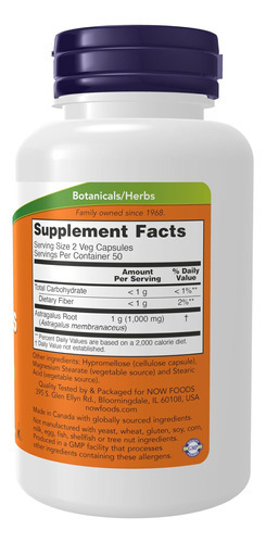 Now Supplements, Astragalus (astragalus Membranaceus) 500 Mg - Imagem 2