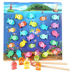 Brinquedo De Pesca Magnético Cognitivo Com Alfabeto De Madei