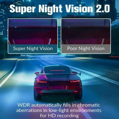 1080p Dvr Dash Cam Frontal/interior/traseira, 2 Telas, Noite - Imagem 5
