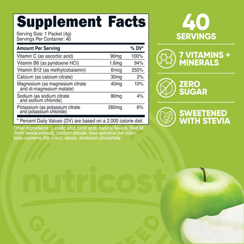 Complexo Eletrolítico Nutricost Sabor Maçã Verde 40x20ml - Imagem 3