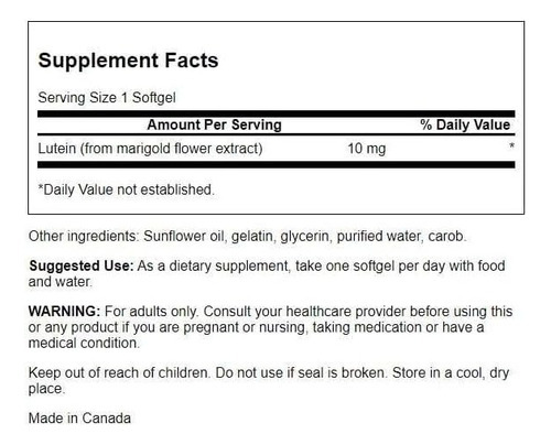 Swanson Lutein 10 Miligrams 60 Sgels - Imagem 2