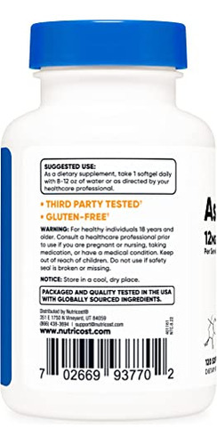 Suplemento Nutricost Astaxantina 12 Mg 120 Cápsulas Gelatino - Imagem 9