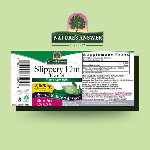 Natures Answer Slippery Elm Extrato De 2 Onças - Baixo Teor - Imagem 2