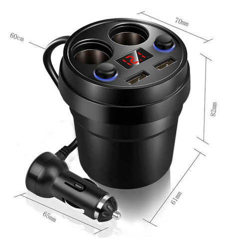 Carregador De Carro Dual Usb Cup Com Cigarro Multifunções De - Imagem 8