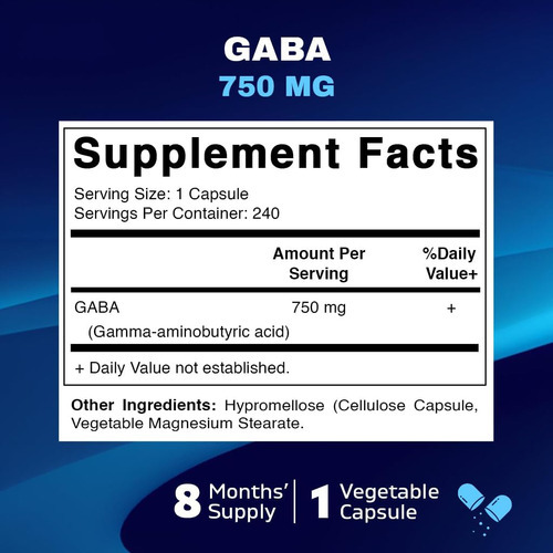 Vitamatic Gaba (ácido Gama Aminobutírico) 750 Mg, 240 240 - Imagem 2