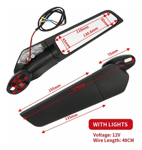 Retrovisor Esportivo Asa Corta Vento Stealth Aerodinamico - Imagem 2