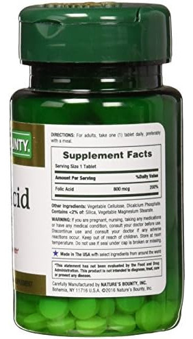 Natures Bounty Ácido Fólico 800 Mcg Comprimidos Força Máxim - Imagem 3