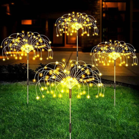 4 Peças Luzes Solares Fogos Artifício Para Decoração Natal - Imagem 2