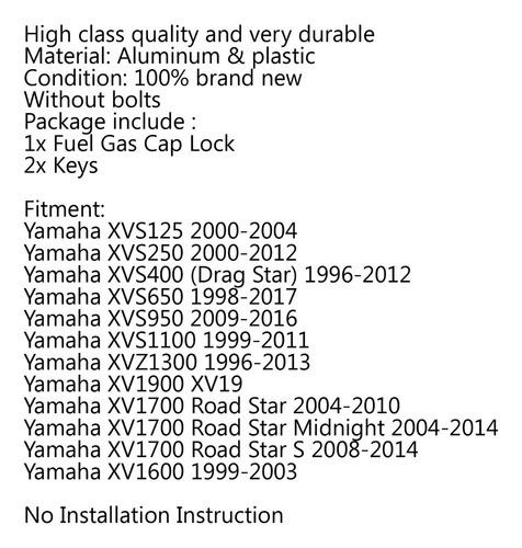 Tampa Do Tanque De Combustível Para Yamaha Drag Star Vstar X - Imagem 5