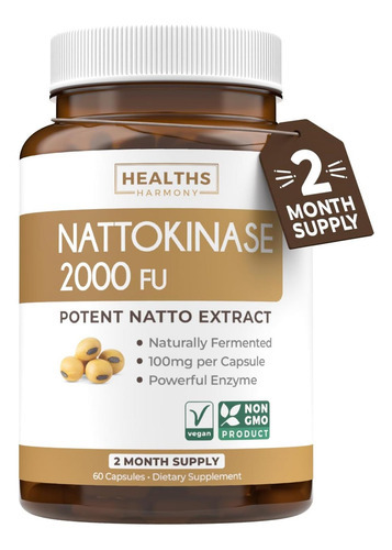 Healths Harmony Nattokinase 2000 Fu (não Ogm) Poderoso Suple