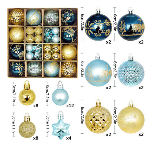 Decoração De Natal, 44 Peças De Bolas Penduradas Coloridas À - Imagem 3
