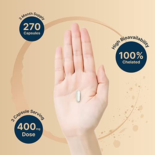Glicinato De Magnésio 400mg (elemental), 270 Cápsulas 100% - Imagem 4
