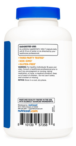 Suplemento Nutricost Extrato De Raiz De Gengibre 550 Mg 240 - Imagem 4