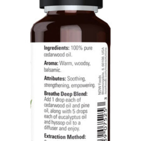 Óleo De Cedro 100% Puro Now Foods Cedarwood Oil 30ml 5un - Imagem 5
