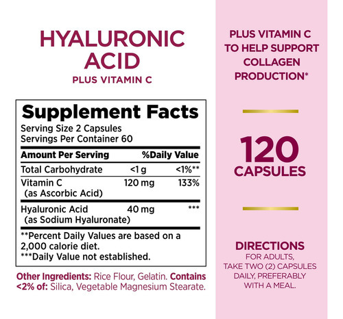 Suplemento De Vitamina C E Ácido Hialurônico Natures Bounty, - Imagem 2