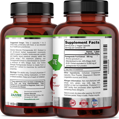 Extrato De Romã De Força Extra Zazzee 20: 1, 5000 Mg De Forç - Imagem 8