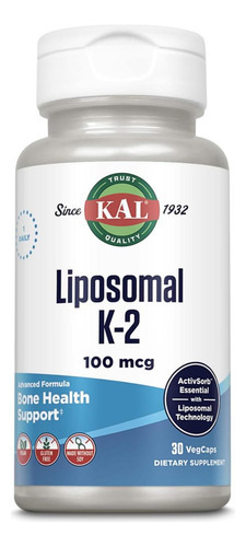 Suplemento De Vitamina K2 Lipossomal Kal Com Mk7 100 Mcg, Al