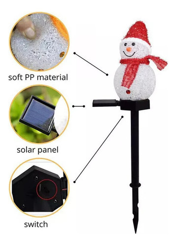 Boneco De Neve Natal Com Luzes Solares Jardim Externo 4pcs - Imagem 3
