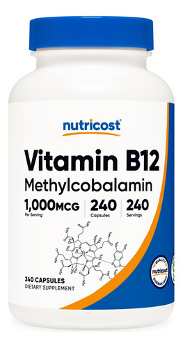 Suplemento Nutricost Vitamina B12 1000mcg 240 Cápsulas