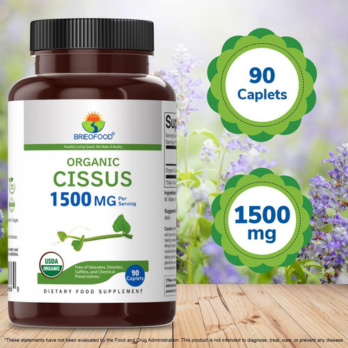 Brieofood Organic Cissus Quadrangularis 1500mg, 45 Porções, - Imagem 5