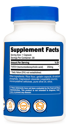 Suplemento Nutricost Tuca 250mg 30 Cápsulas Tauroursodeoxyc - Imagem 4