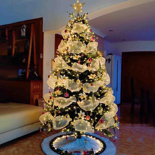Hhh Decoração De Natal Malha Fita De Malha De Metal Folha - Imagem 4
