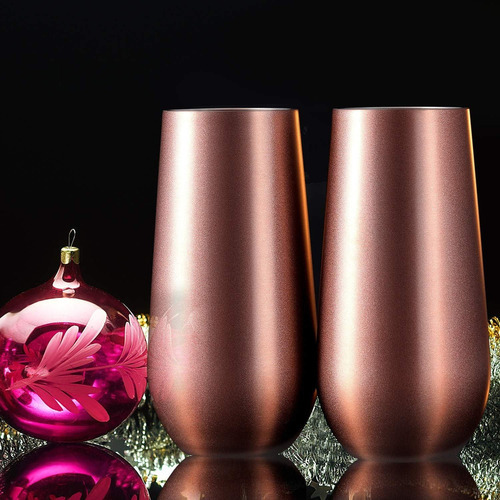 4 Pcs Copo Vinho Isolado Duplo Sem Caule Flauta Champa - Imagem 7