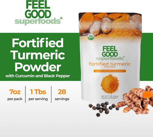 Feelgood Superfoods Fortificado Cúrcuma Em Pó - Suplemento V - Imagem 2