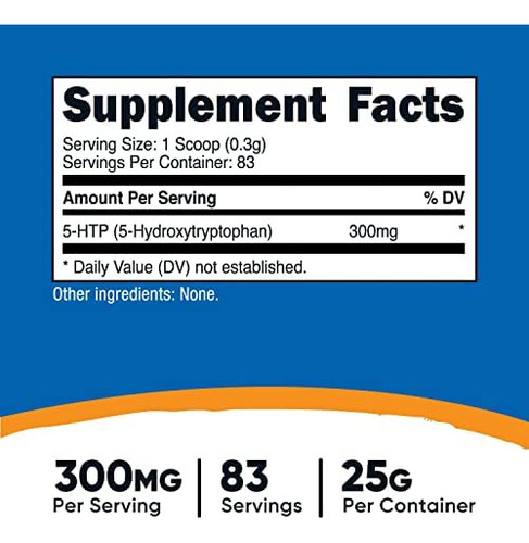 Nutricost 5-htp Em Pó 25 Gramas (300 Mg Por Porção) - Sem G - Imagem 3