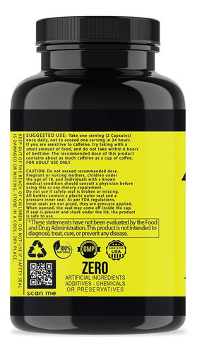 Angry Supplements Cápsulas De Cafeína Com Energia Irritada, - Imagem 3