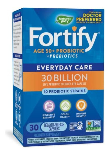 Nature's Way Fortify 50+ Probiotic, 30 Bilhões De Culturas