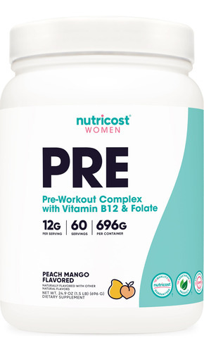 Pó Pré-treino Nutricost Peach Mango Flavor 60 Porções