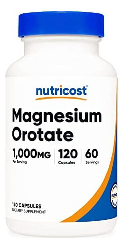 Nutricost Orotato De Magnésio 1000mg, 120 Cápsulas - 60 Porç