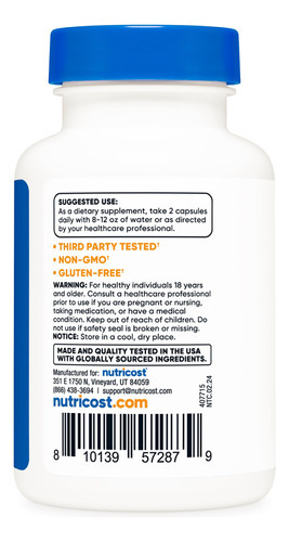 Suplemento Nutricost Berberine Hcl 600mg 60 Cápsulas - Imagem 4