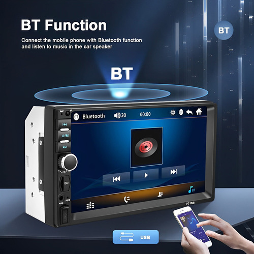 Bbb Toca Radio Carro Mp3 Pen Automotivo Usb Sd Bt Com - Imagem 6