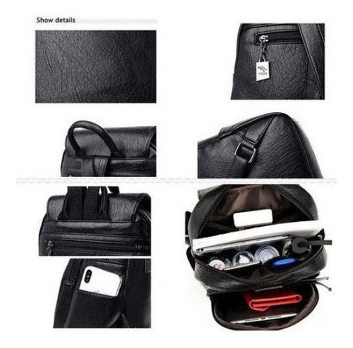 Mochila Feminina De Couro Pu Vintage - Imagem 21