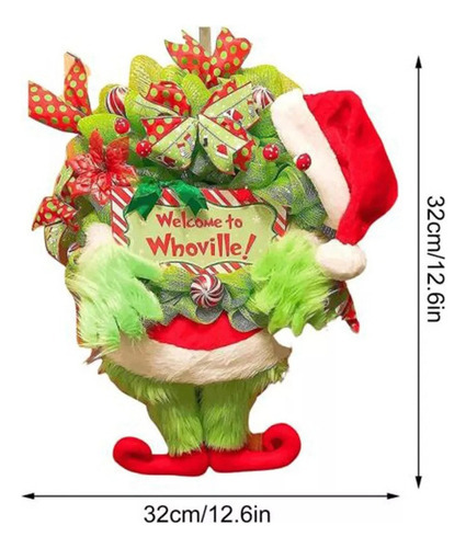 Guirlanda De Natal Grinch, Decoração De Grinalda De Porta De - Imagem 2