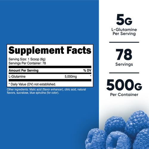 Suplemento Nutricost L-glutamina Em Pó 500g De Framboesa Azu - Imagem 3