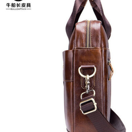 Bolsa Tiracolo Masculina De Couro Para Laptop Bullcaptain - Imagem 3